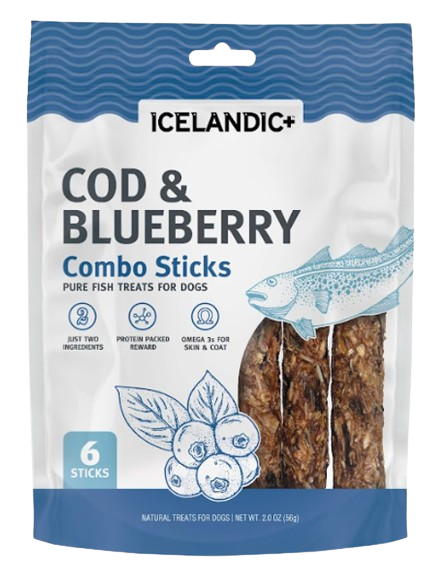 1ea 2oz Icelandic+ Fish Treat - Cod & Blueberry Combo Sticks - Health/First Aid